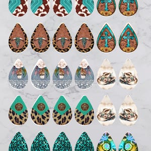 Teardrop Earring Sublimation Transfer Sheet: 1.7"x 1.1" 30pcs (7 Pair)