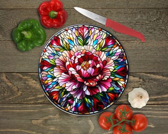 12" Round Cutting Board Sublimation Transfer Sheet: Stained Glass Bloom - Ready to Press