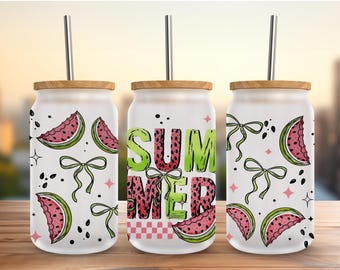 Summer Bows Sublimation Transfer: 16oz Glass Cup Wrap (9.5" x 4.75")-NOT DIGITAL