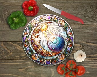 12" Round Cutting Board Sublimation Transfer Sheet: Stained Glass Design-Ready to Press