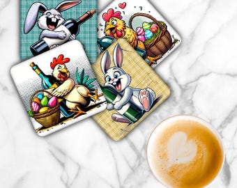 Winey Easter Sublimation Transfer Sheet: 4" Square Coaster Prints-Not A Digital File