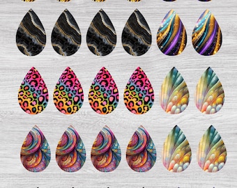 Teardrop Earring Sublimation Transfer Sheet: 1.7"x 1.1" 30pcs (7 Pair)