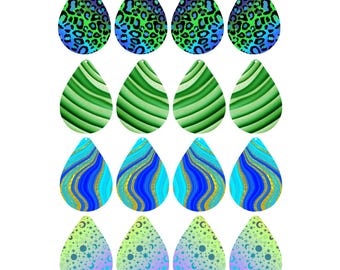Teardrop Earring3 Sublimation Transfer Sheet: 2.5" 16pcs (4 Pair)