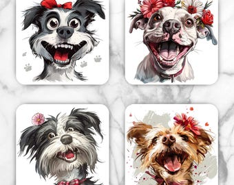 Goofy Dogs Sublimation Transfer Sheet: 4" Square Coaster Prints-Not A Digital File
