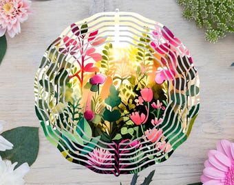 Ready to Press Heat Transfer Garden Spinner: Flowers Sublimation Print Out Sheet