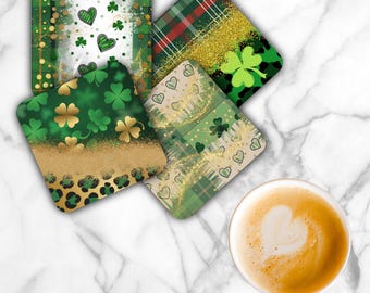 Shamrock Patterns Sublimation Transfer Sheet: 4" Square Coaster Prints-Not A Digital File