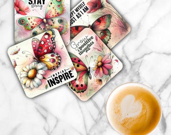 Watermelon Butterfly Sublimation Transfer Sheet: 4" Square Coaster Prints-Not A Digital File