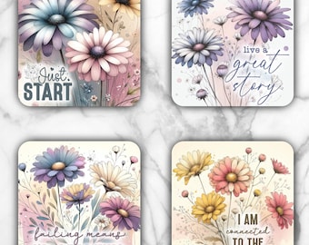 Floral Inspiration Sublimation Transfer Sheet: 4" Square Coaster Prints-Not A Digital File