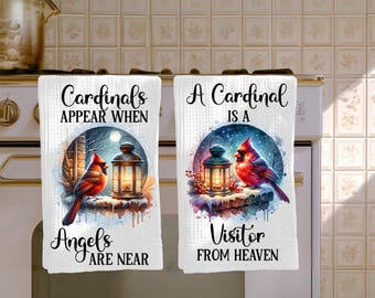 Arkusz do sublimacji „Cardinal Visitors”: nadruk na ręczniku kuchennym (8"x5"), zestaw 2 szt.