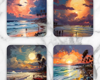 Beach Scene Sublimation Transfer Sheet: 4" Square Coaster Prints-Not A Digital File