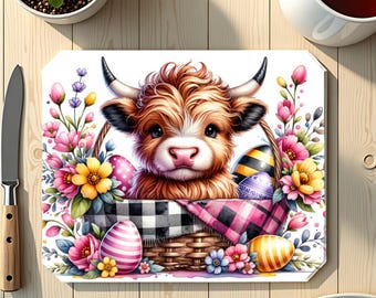 Easter Cow Sublimation Transfer Sheet: Cutting Board - Ready to Press