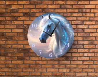 Silver Horse Clock Face Sublimation Transfer Sheet: Ready to Press Printout- Multiple Sizes Available
