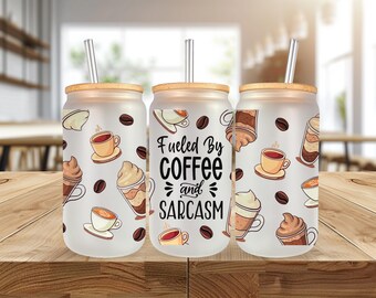 Coffee Sublimation Glass Can Wrap - 16oz Ready to Press Transfer (9.7"x4.75")