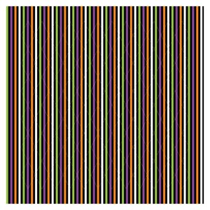 Può includere: Un motivo a righe verticali ripetitive con linee alternate in nero, arancione brillante, bianco, viola e verde lime. Il design è uniforme su tutta la superficie, creando una grafica lineare multicolore ad alto contrasto con il numero 8.