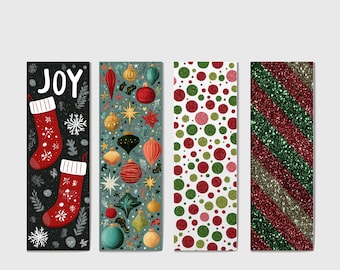 Christmas Joy Bookmark Sublimation Transfer Sheet - 4 Images 2x6 Print Size