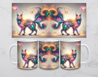 Mystic Cat Sublimation Transfer Sheet 15oz Mug-Ready to Press (NOT DIGITAL)-Cup Not Included