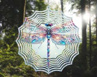 Dragonfly Sublimation Sheet: Ready to Press Heat Transfer Garden Spinner