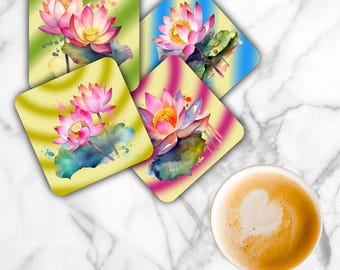 Lotus Flowers Sublimation Transfer Sheet: 4" Square Coaster Prints-Not A Digital File