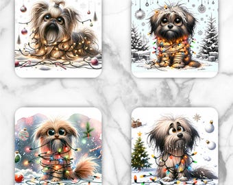 Winter Puppy Sublimation Transfer Sheet: 4" Square Coaster Prints