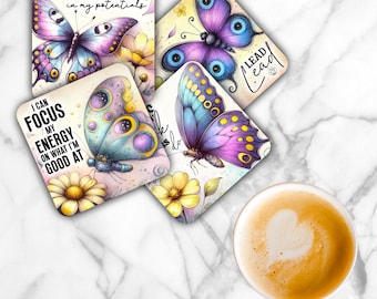 Inspiration Butterfly Sublimation Transfer Sheet: 4" Square Coaster Prints-Not A Digital File