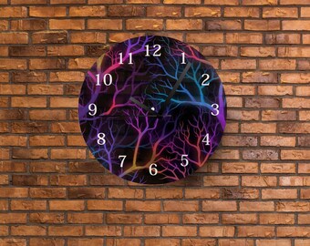 Neon Trees Clock Face Sublimation Transfer Sheet: Ready to Press Printout- Multiple Sizes Available