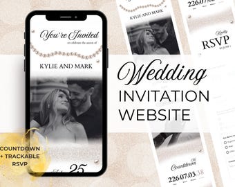Digital Wedding Invitation Website Template with RSVP, Countdown & Directions