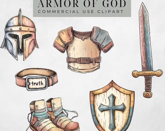 Armor of God Clip Art | Ephesians 6 | Christian PNG for Kids | For Commercial Use | Transparent PNGs | Scripture Based