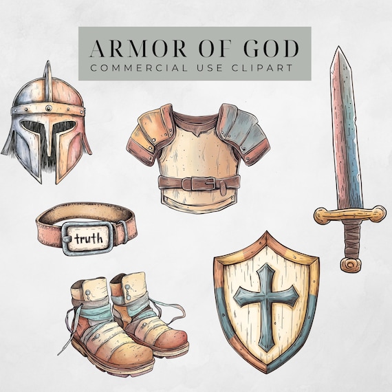Armor of God Clip Art | Ephesians 6 | Christian PNG for Kids | For Commercial Use | Transparent PNGs | Scripture Based