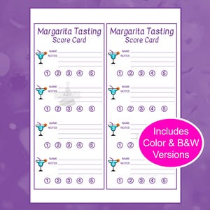 Margarita Tasting Cinco de Mayo Drinking Adult Taco Party Jeu Carte de pointage Imprimable instantanément en téléchargement numérique 4 dégustations par carte 2 par page.