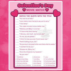 Galentine's Day Movie Quote Match Game (Digital Download)