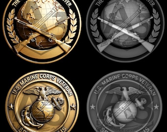 USMC veteran herausfordernde Münze Tiefe Karte | Lasergravur in STL-Dateien