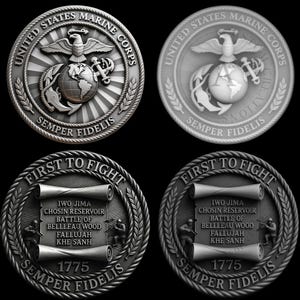 US Marine Corps Challenge Coin Depth Map: Laser Engraving STL (Digital Download)