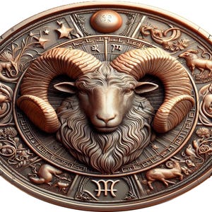 Graustufen Widder Landkarte für die 3D-Münzen Gravur | Lasergravur Design | Challenge Coin Faser Laserschablone
