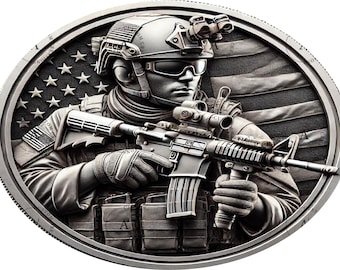 Soldier & Flag 3D Laser Engraving Depth Map (Digital Download)