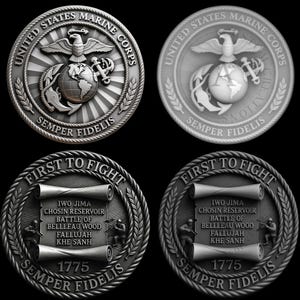 U.S. Marine Corps Challenge Coin Depth Map for Laser Engraving