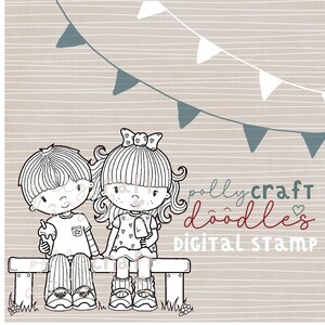 Digital Stamp &#39;Sweethearts&#39; by pollycraftdoodles Digi line art for Card making/scrapbooking