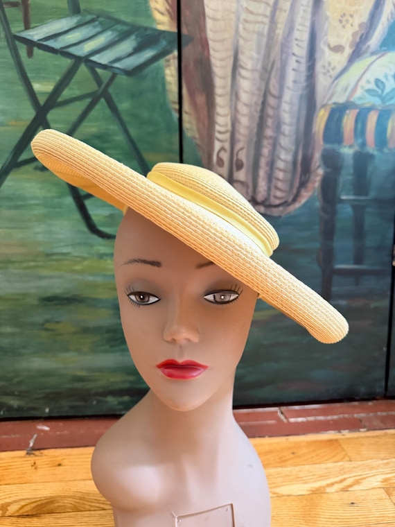 Vintage 1960s Natural Straw Wide Brim Platter Hat from McCurdy's Rochester