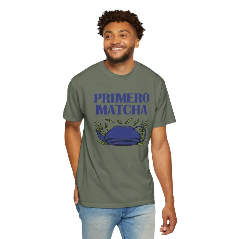 Primero Matcha T-Shirt | Vintage-Inspired Matcha Lover Gift | Retro Tea Shirt | Matcha Green Tea Aesthetic Tee Moss