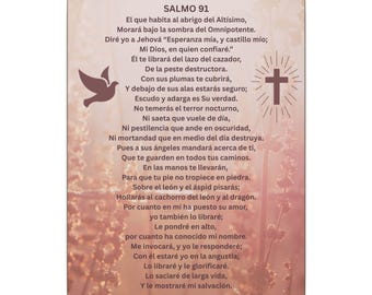 Salmo 91 en Español | Lienzo de Protección y Fe | Decoración Cristiana | Lienzo listo para colgar| Psalm 91 | Tamaños: 8&quot;x10&quot; or 11&quot;x14&quot;