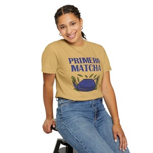Primero Matcha T-Shirt | Vintage-Inspired Matcha Lover Gift | Retro Tea Shirt | Matcha Green Tea Aesthetic Tee Mustard