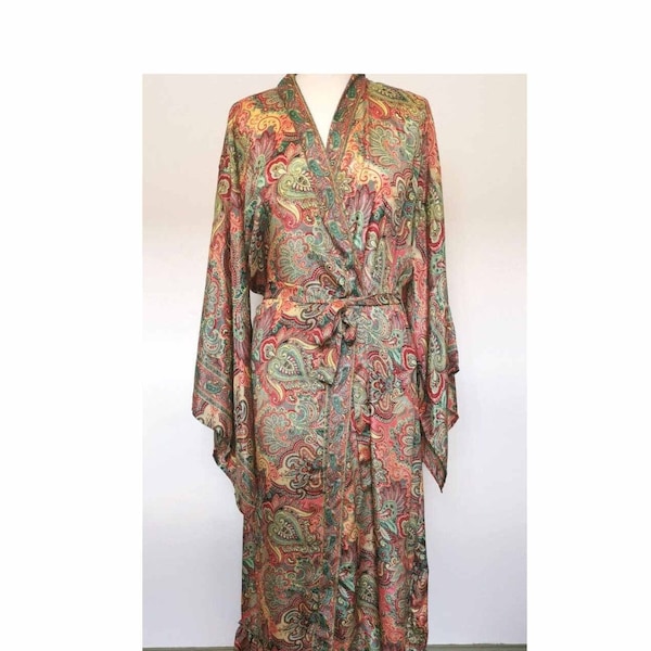 Long Dressing Gown Kimono party S M L XL 10 12 14 16 18 20 22 vintage Boho hippy new UK dressing gown wedding Summer Festival Lammas Maxi
