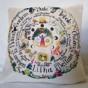 Wheel of the Year cushion cover scatter Pagan Wiccan home decor sofa chair home decor