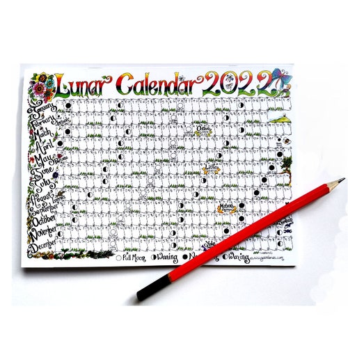 Lunar Calendar 22 A5 40 Page Blank Pocket Notebook Book Of Etsy Ireland