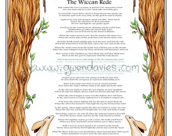 Wiccan Rede A4 planner size Pagan  wall art image poster trees henna Celtic Year colourful