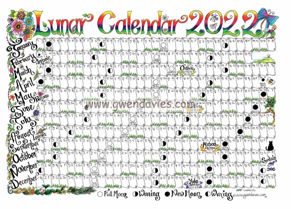 Gardening Calendar 2022 2022 Lunar Moon Calendar Hand Drawn A4 Gardening Astrology | Etsy Singapore