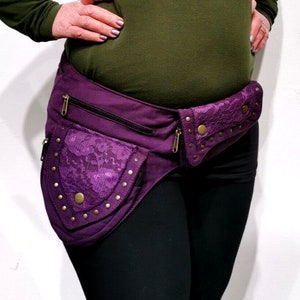 Plus Size Purple lace Pixie Money pocket belt bum bag festival goth fairy vegan fair trade larp 18 20 22