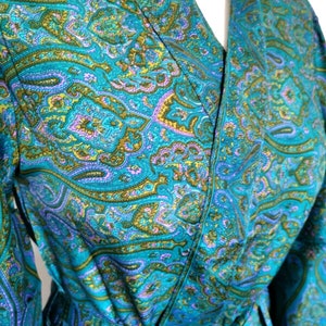 Teal Blue Kimono Jacket silk style party 8 10 12 14 16 18 S M L Retro Boho hippy party wedding cardigan coat Festival Lammas image 2