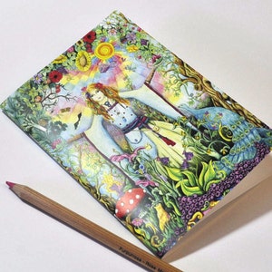 May include: A colourful illustration of a woman with long flowing hair standing in a garden with a peacock and a rainbow in the background. The woman is wearing a white dress with a blue sash and a red tassel. The garden is filled with flowers, trees, and other plants.