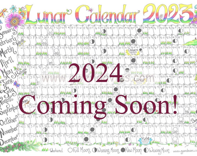 Pre Order 2024 Lunar Moon Calendar Hand Drawn Solstices Equinox Planner
