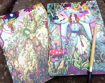 Two beautiful Goddess sketchbooks blank notebooks Pagan Medieval Wicca drawing